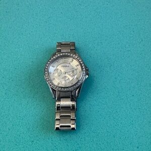 Fossil Silver-Tone Watch with Sparkling Details